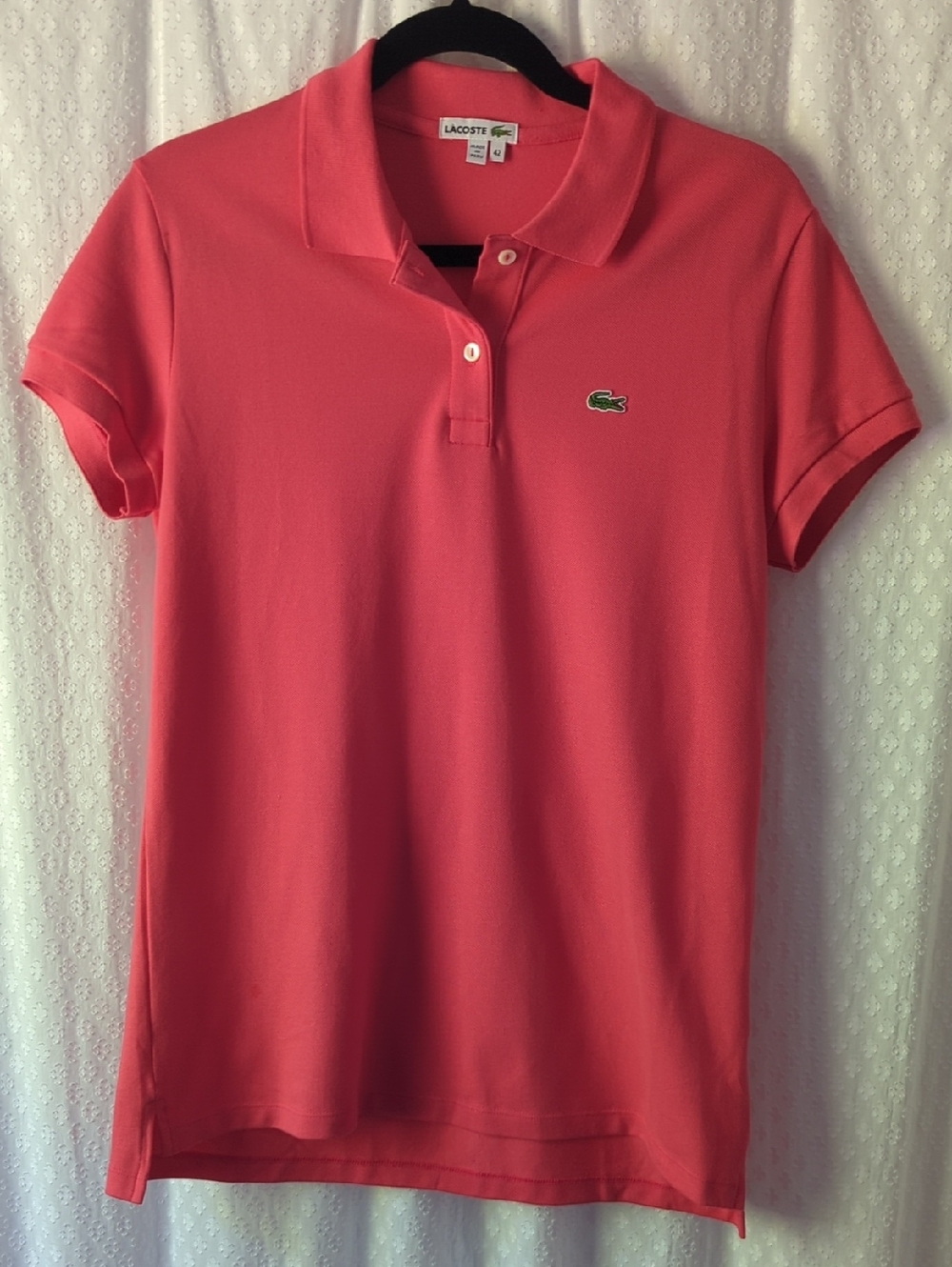 Lacoste Women's Polo Hot Pink, Size Large/42
